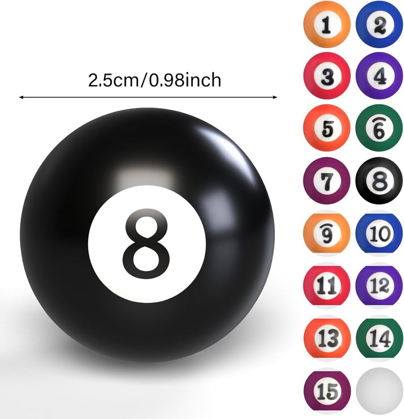 AccEncyc 2.5cm/0.98inch Mini Billiard Balls Set 16Pcs Children's Pool Balls for Kid's Table, Indoor Game Toy for Kids, Adults - Image 2